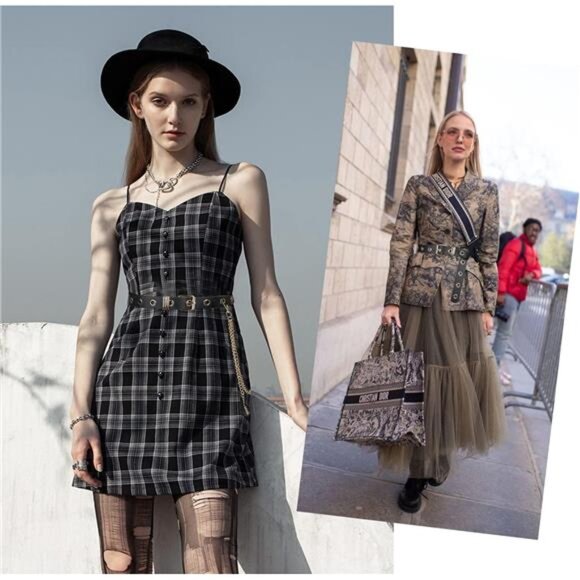 Leather Grommet Belt – Adjustable Punk Rock Waist Belt with Chain, Unisex - Picture 5 of 5